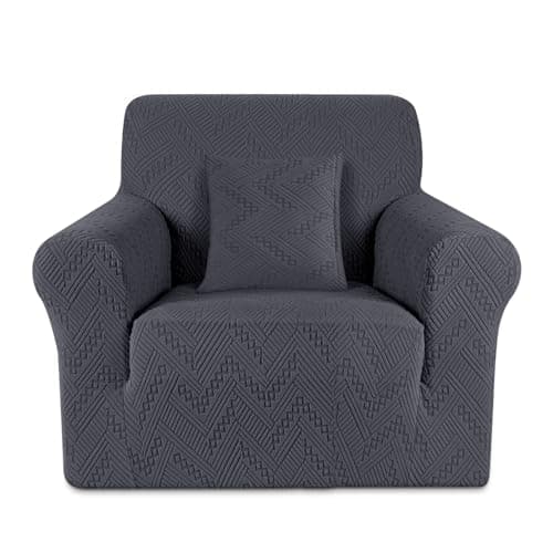 Ruaozz Stretch Chair Sofa Slipcover 1 Piece Armchair Cover (1 Seater, Dark Gray)