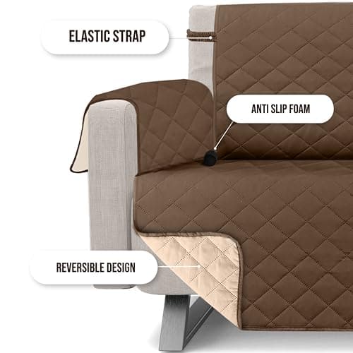 Utopia Reversible Loveseat Couch Cover, Water Resistant Brown/Beige Protector