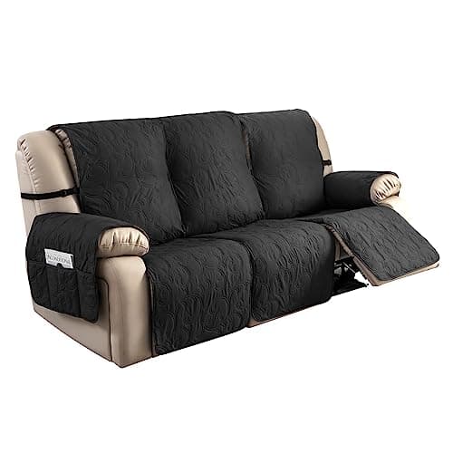 Genina 100% Waterproof Couch Covers for 2 Cushion Reclining Sofas (Dark Gray) — Black