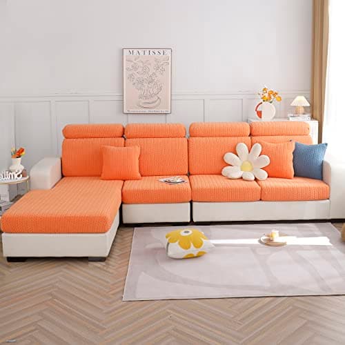 2024 Newest Universal Wear-Resistant L-Shaped Sofa Cover, Chaise Lounge Slipcover (Wheat Light Grey, Large) — Wheat Orange