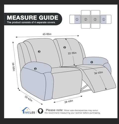 Timeless Extra Wide Gray Recliner Loveseat Cover