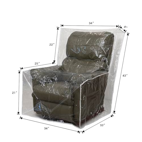 STONECREST Clear Vinyl Chair Cover - Pet Scratch Protector, Waterproof, Storage & Moving, 34" W (1 Pack, Small)
