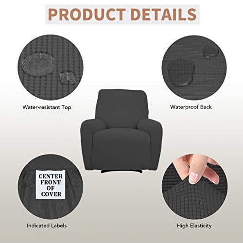 100% Waterproof Recliner & Couch Cover, Dark Gray, Leakproof Kids and Pet Proof Seat Cover