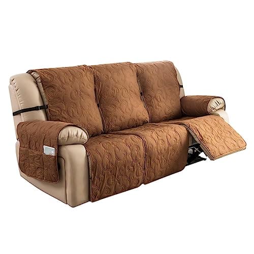 Genina 100% Waterproof Couch Covers for 2 Cushion Reclining Sofas (Dark Gray) — Brown
