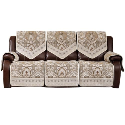 LUFEIJIASHI Waterproof & Non-Slip 3 Seater Recliner Sofa Covers, FLKF-Beige