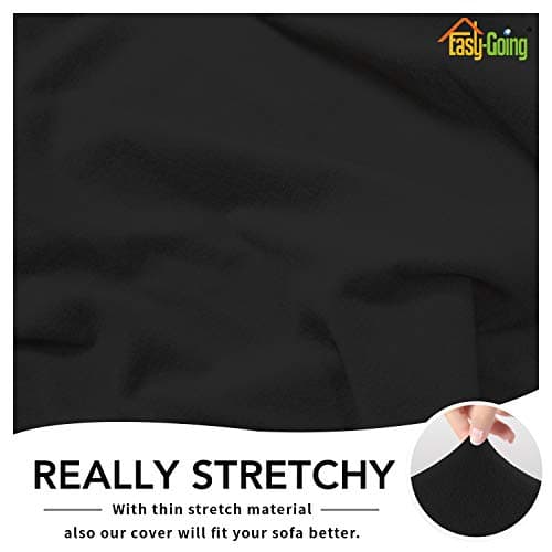 Chocolate Fleece Stretch Slipcover for Sofa, Non-Slip & Washable Couch Protector — Black