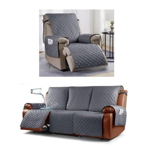 Ruaozz Waterproof Recliner Covers for Dusty Grey