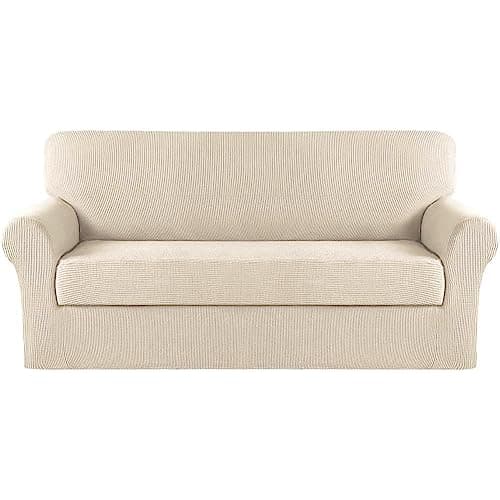 Turquoize Stretch Slipcovers for 3 Cushion Couch (Sofa, Biscotti Beige)