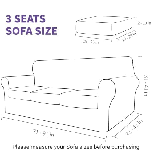 Super Stretch Dark Grey Sofa Covers for 3 Cushion Couch (71"-91")