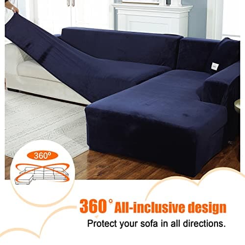 L Shape Sectional Couch Covers, 2 Pcs Anti-Slip Slipcover for 3 + 3 Seaters