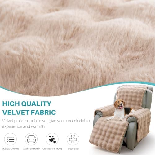 LiveGo Thick Rabbit Recliner Slipcover for 23 Inches Chair (Light Brown)