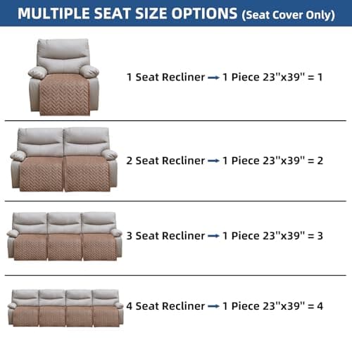 Light Brown Eismodra Recliner Chair Cover, Washable & Stays in Place