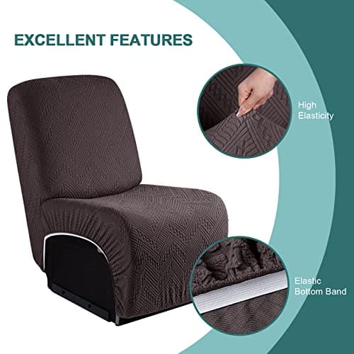 Reclining Armless Chair Cover for Sectional Sofa - Small, Chocolate