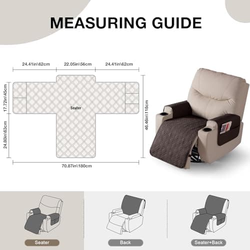 VANSOFY Chocolate Waterproof Recliner Chair Cover 22" Arm Support Pets Durable Washable