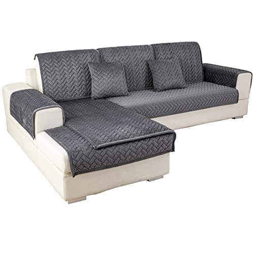 Eismodra Dark Gray Anti-Slip Couch Cover, 36"x36" L-Shaped Sectional — Dark Gray