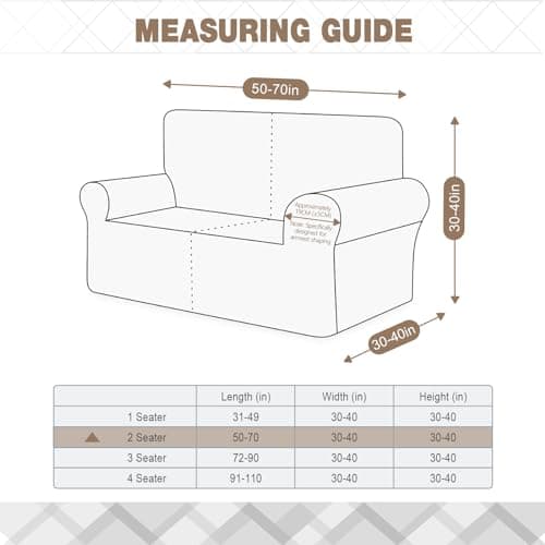 Ruaozz Grey Soft Jacquard 2 Seater Loveseat Sofa Cover & Throw Pillow Covers