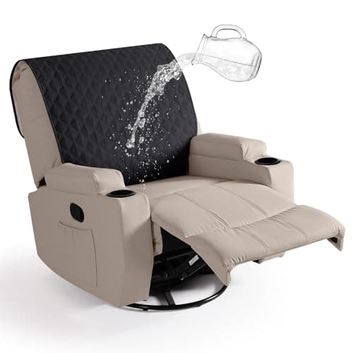 Ruaozz 100% Waterproof Recliner Chair Covers, Charcoal Grey — Black