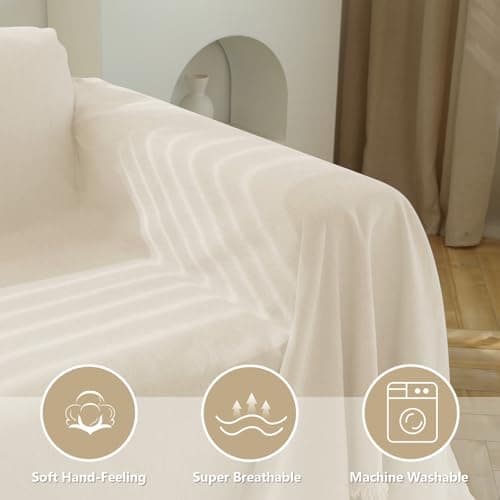 MEETSKY Beige Couch Cover for 3-Cushion Sofa PetProtective