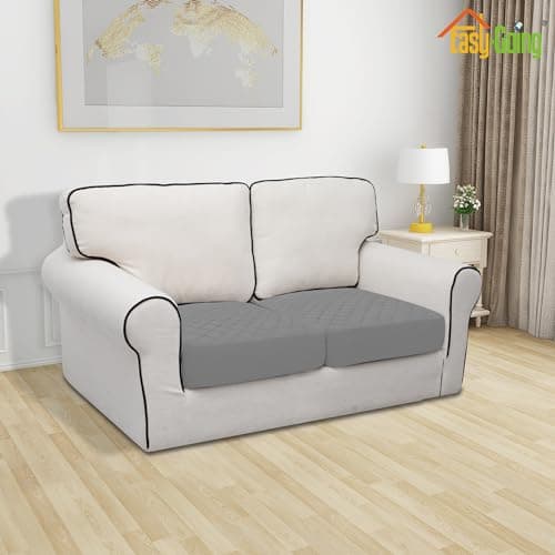 Waterproof Dog Loveseat Cushion Covers, Non-Slip Quilted Slipcovers, Grey (2-Piece)