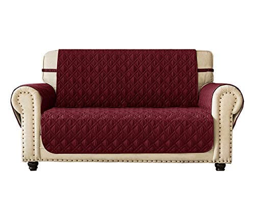 Ameritex Water-Resistant Loveseat Cover with Nonslip Paws (54", Dark Grey) — Burgundy