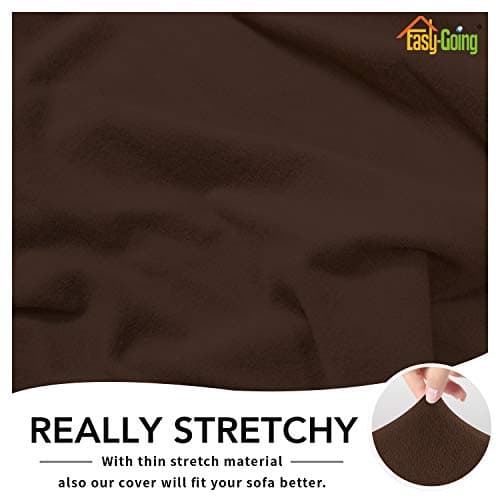 Chocolate Fleece Stretch Slipcover for Sofa, Non-Slip & Washable Couch Protector — Coffee