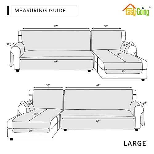 Waterproof L Shape Couch Cover for Dogs & Pets (Large, Gray)
