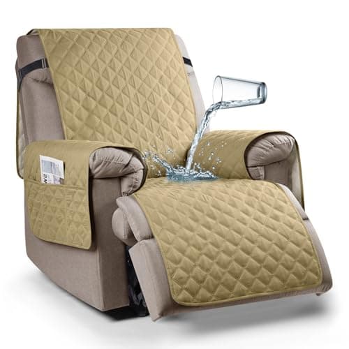 Waterproof Recliner Chair Cover with Elastic Straps for Kids, Dogs, Pets