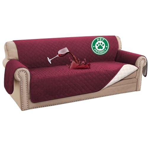 Burgundy 100% Waterproof Couch Cover for 3 Cushion Sofa (Sofa 70") Pet Friendly