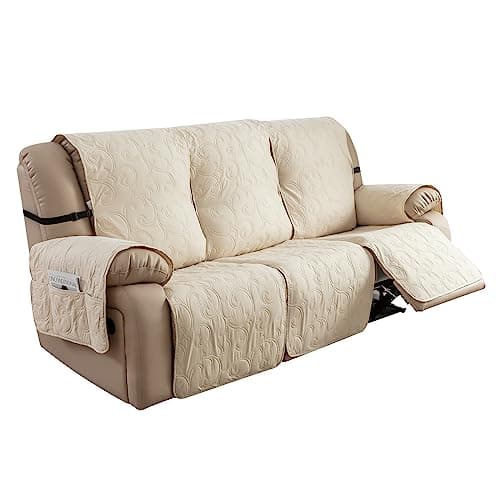Genina 100% Waterproof Couch Covers for 2 Cushion Reclining Sofas (Dark Gray) — Beige