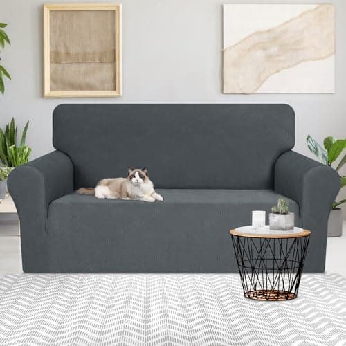 JIVINER Stretch 1-Piece 3 Cushion Dark Gray Sofa Slipcover