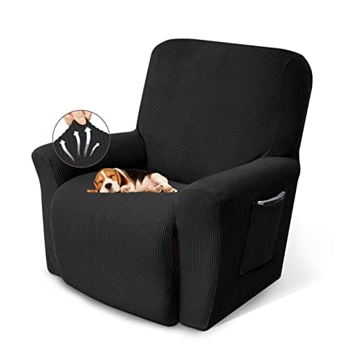 KEKUOU Stretch Recliner Chair Cover, Black, 1 Size Fit Lazy Boy