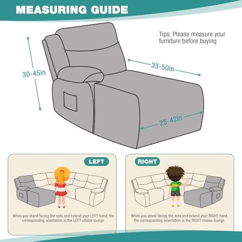 Ruaozz Dark Gray L Shape Stretch Recliner and Left Chaise Cover