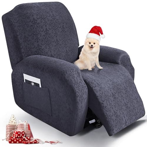 Brown 6-Piece Stretch Jacquard Loveseat Cover, Soft & Breathable, Elastic Fit, Pet-Friendly Protection — Grey