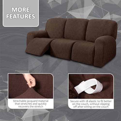 ULTICOR Chocolate Jacquard Recliner Sofa Covers (Style 4)