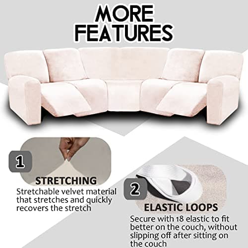 ULTICOR Ivory L Shape 5 Seat Recliner Sofa Cover
