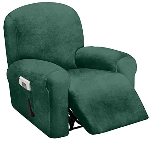 ULTICOR 4-Piece Velvet Recliner Cover, Dark Grey — Retro Green
