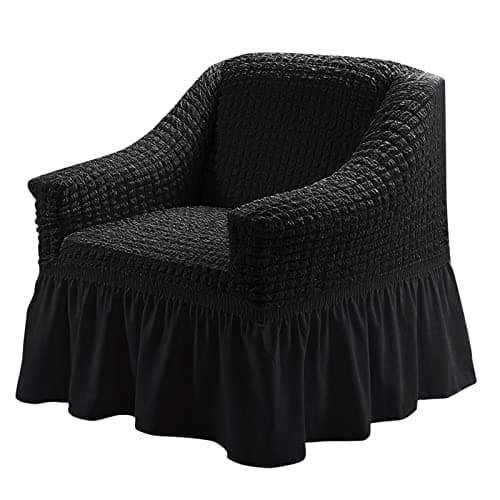 Jeloris Stretch Loveseat Slipcover, Durable Kids & Pet-Friendly Sofa Cover (Medium, Khaki) — Black