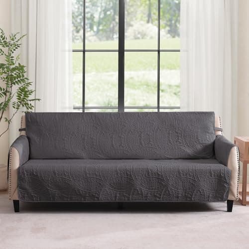 Water-Repellent White Recliner Slipcover, Stay-In-Place Pet-Friendly Washable Cover (22") — Grey