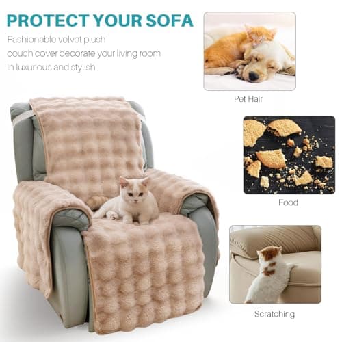 LiveGo Thick Rabbit Recliner Slipcover for 23 Inches Chair (Light Brown)