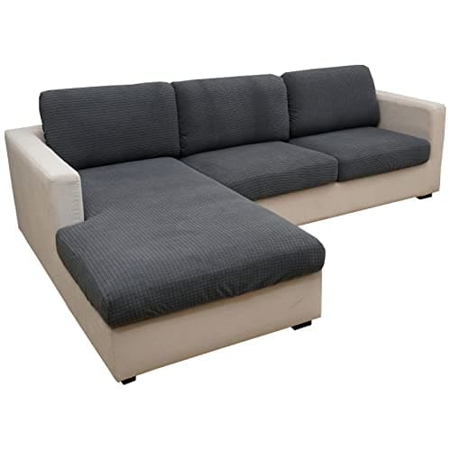 Eismodra Dark Gray Magic Stretch Couch Cover, 65-78 inches, L-Shaped Sofa Protector — Dark Gray
