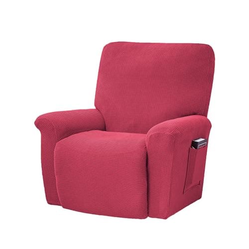 Conruser Jacquard Stretch Recliner Chair Cover (Yellow) — Red