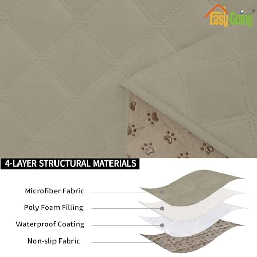Waterproof Dog Loveseat Cushion Covers, Non-Slip Quilted Slipcovers, Grey (2-Piece) — Beige