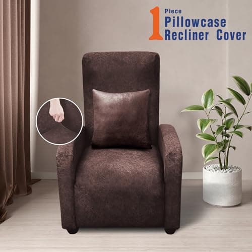 Leather-Like 4-Pieces Recliner Chair Covers for Small Adjustable Chairs, Chocolate
