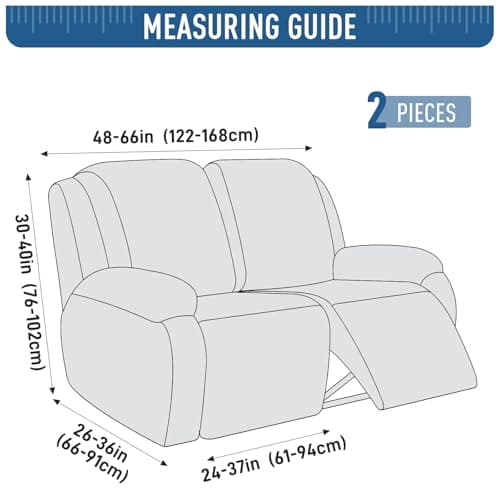 TAOCOCO Dark Grey Stretch Jacquard Recliner Loveseat Cover