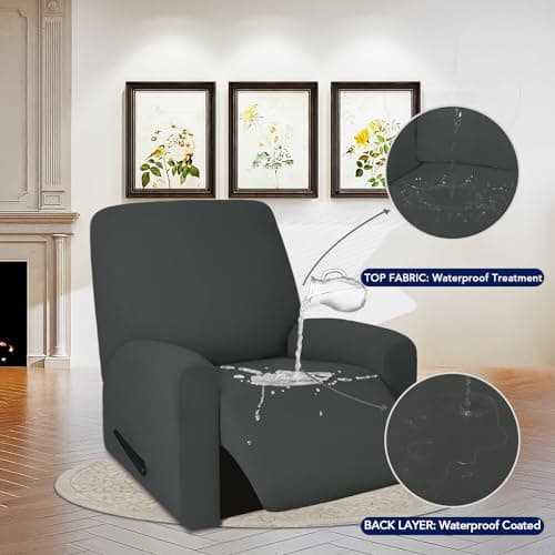 PureFit Dual Waterproof Recliner Cover - Stretch Non-Slip Fleece, Dark Gray