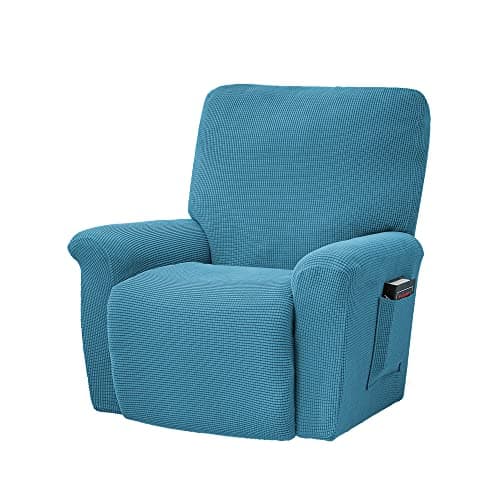Conruser Jacquard Stretch Recliner Chair Cover (Yellow) — Denim Blue