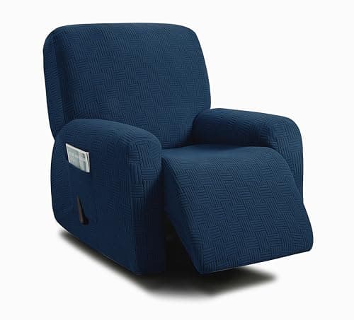 ULTICOR Chocolate Jacquard Recliner Sofa Covers (Style 4) — Navy