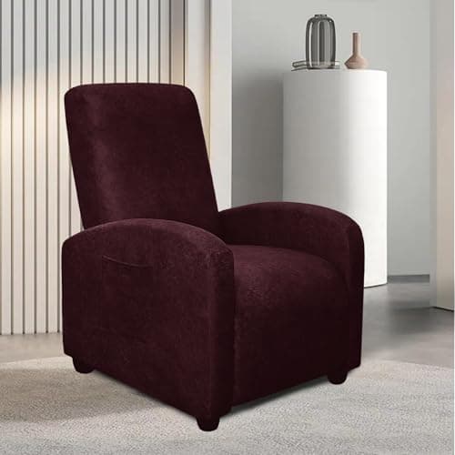 Leather-Like 4-Pieces Recliner Chair Covers for Small Adjustable Chairs, Chocolate — Burgundy
