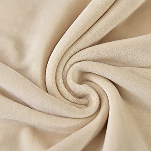 HFCNMY Stretch Velvet Recliner Cover, 4 Pieces, Thick, Elastic Bottom, Black — Beige