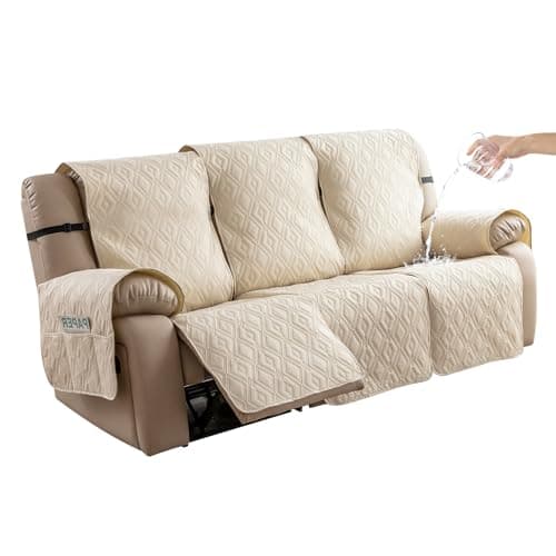 Genina Waterproof Recliner Sofa Cover, Beige, 3 Seater